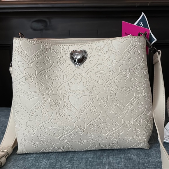 Betsey Johnson Handbags - Betsey Johnson Cream Crossbody Bag with Textured Paisley Design